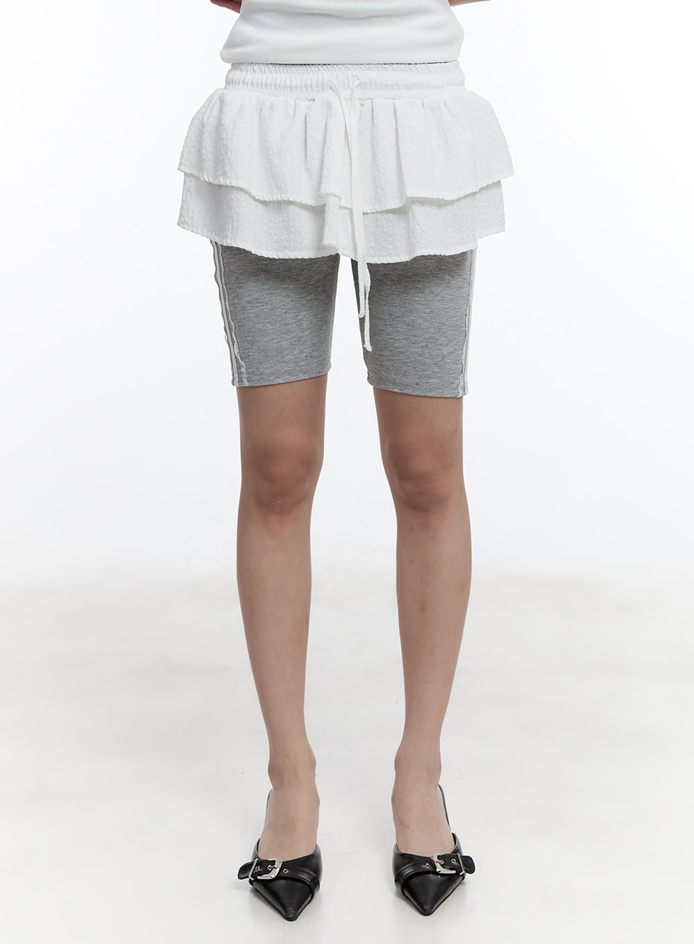 ruffle-layered-mini-skirt-cu502 / White