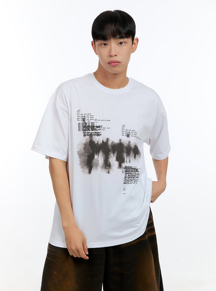 mens-graphic-round-neck-cotton-tee-ig416 / White