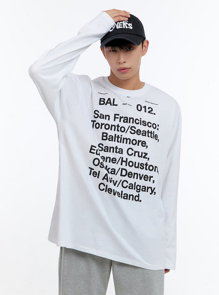 mens-cotton-lettering-oversize-t-shirt-is413 / White