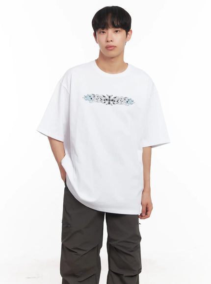mens-round-neck-graphic-tee-iu518 / White