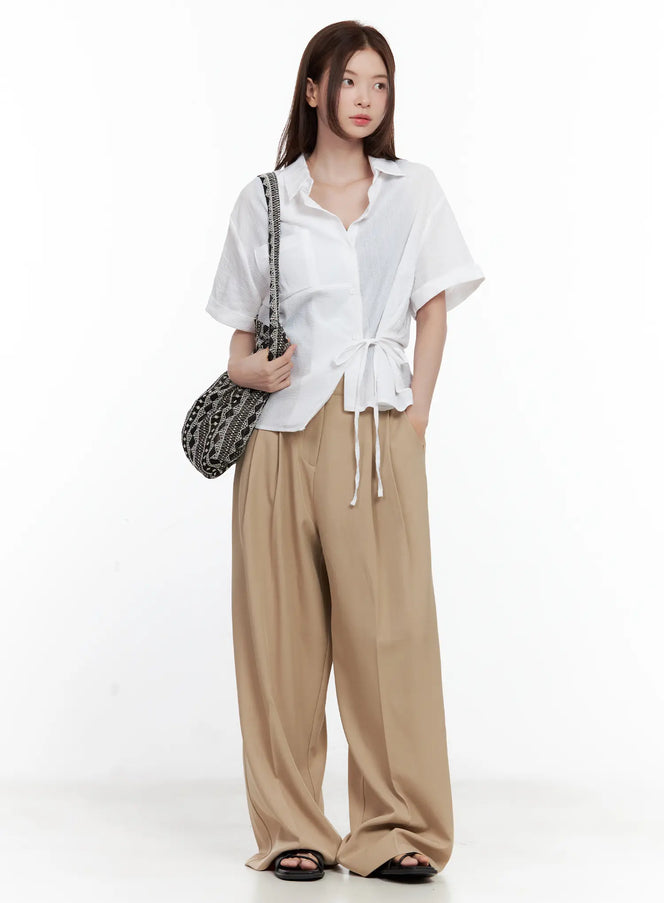 side-tie-collared-blouse / White