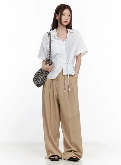 side-tie-collared-blouse / White
