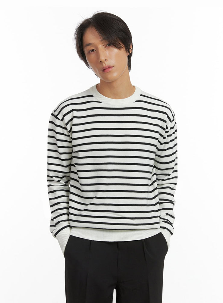 mens-essential-striped-sweater-io417 / White