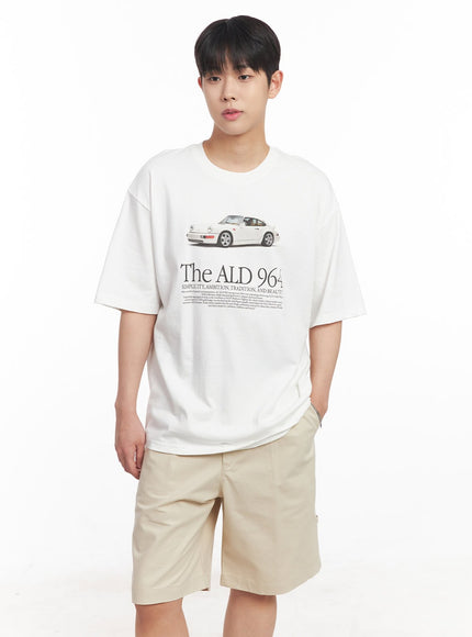 mens-car-graphic-t-shirt-ia529 / White