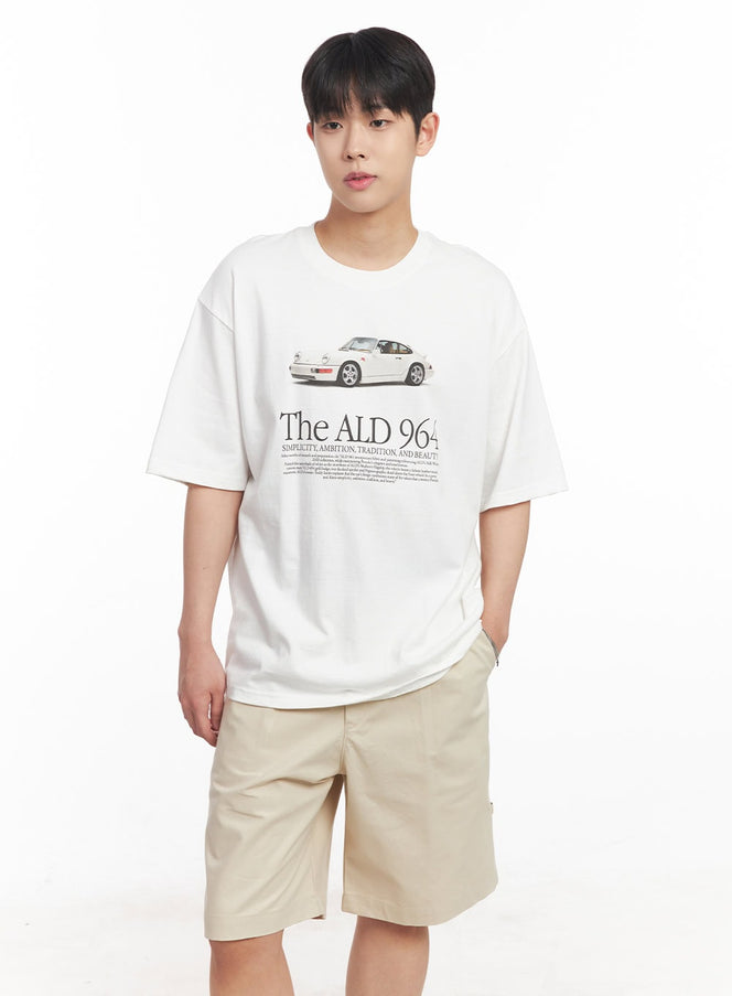 mens-car-graphic-t-shirt-ia529 / White