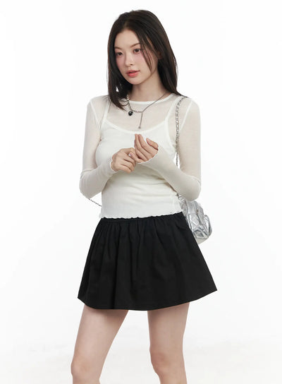 sheer-ribbed-layered-tank-set-if524 / White