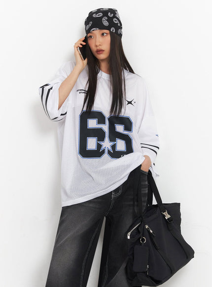 Oversized Mesh Graphic Tee IA504