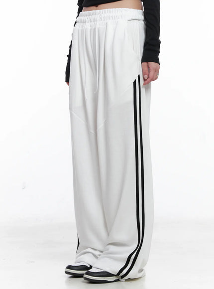 contrast-stripe-wide-pants-cs526 / White