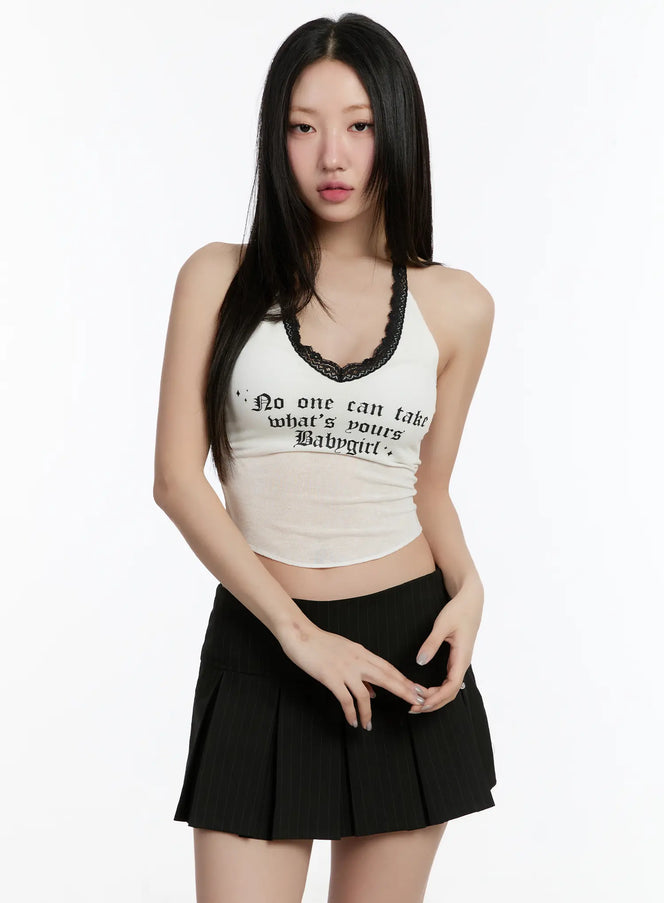 lace-lettering-v-neck-crop-top-cm511 / White