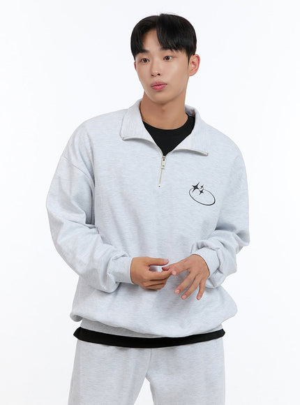 mens-cozy-half-zip-sweatshirt-white-is412 / White