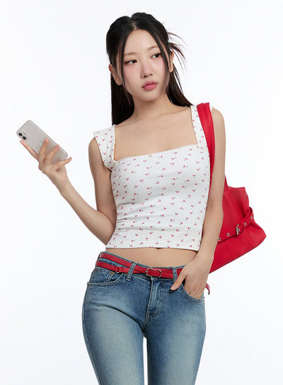 cherry-square-neck-crop-top-iu503 / White