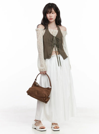 flowy-boho-long-skirt-cf519 / White