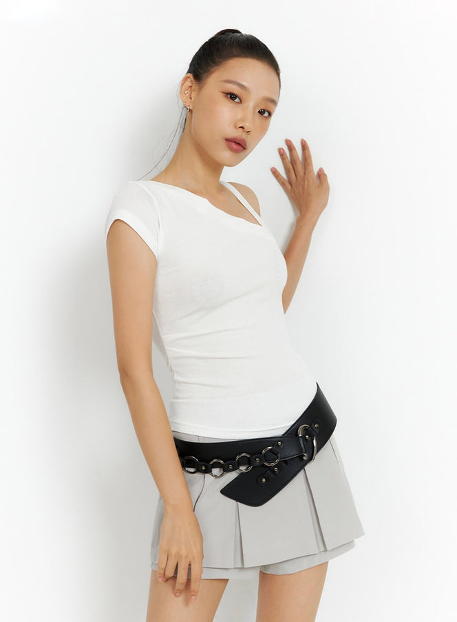 one-shoulder-strap-crop-top-ig405 / White