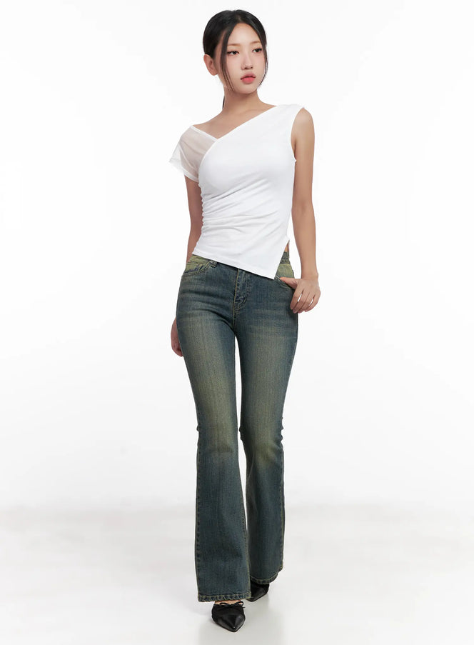 asymmetric-sheer-mesh-tank-cl518 / White