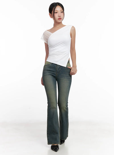 asymmetric-sheer-mesh-tank-cl518 / White
