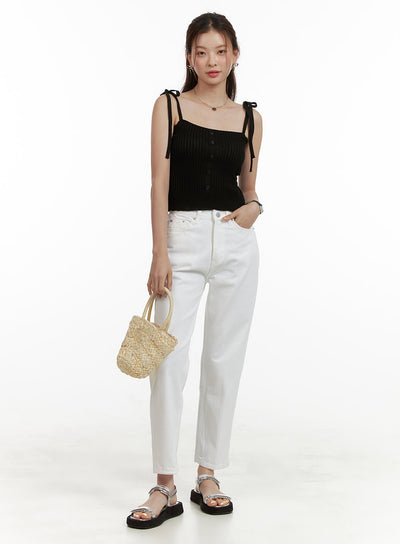 cotton-crop-straight-fit-pants-ou413 / White