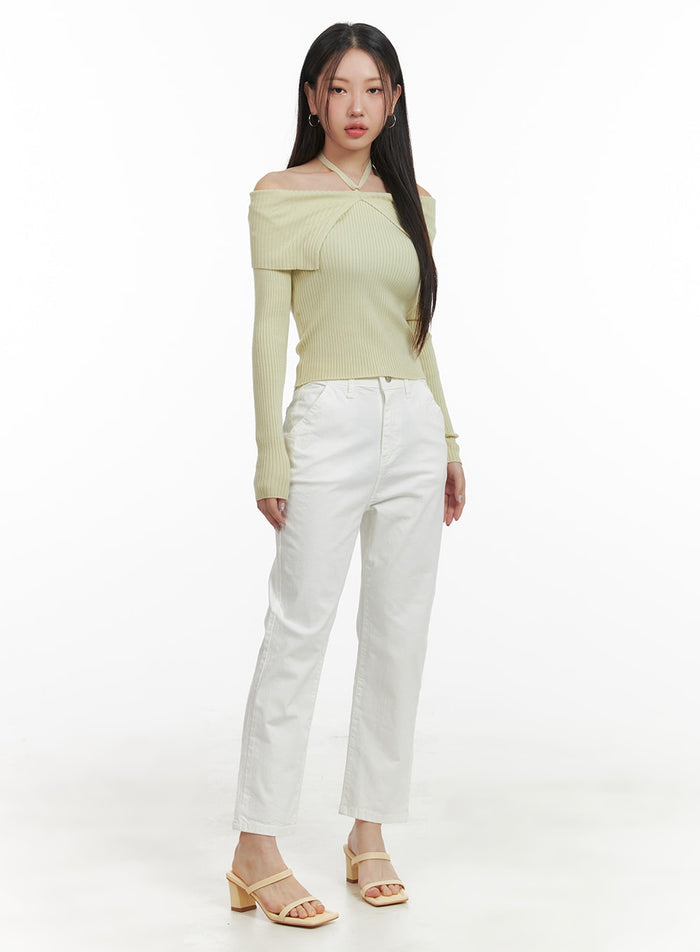 cropped-straight-fit-pants-oa415 / White
