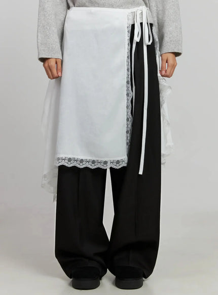 lace-overlay-skirt-ij505 / White