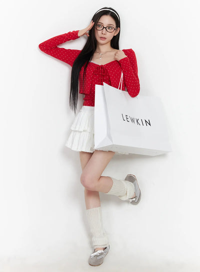 tiered-ruffle-flared-mini-skirt-cm518 / White