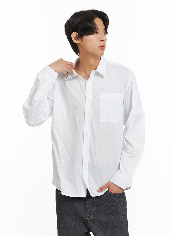 mens-classic-cotton-buttoned-shirt-iy424 / White