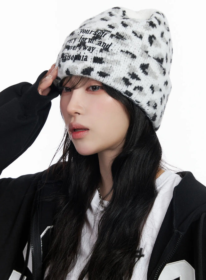 graphic-print-beanie-cj527 / White
