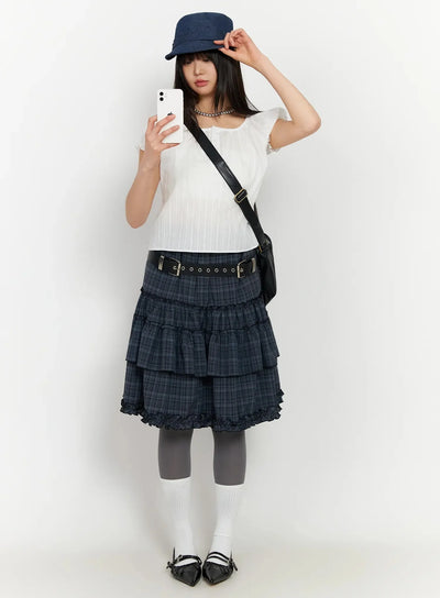 scoop-neck-button-placket-blouse-ia523 / White