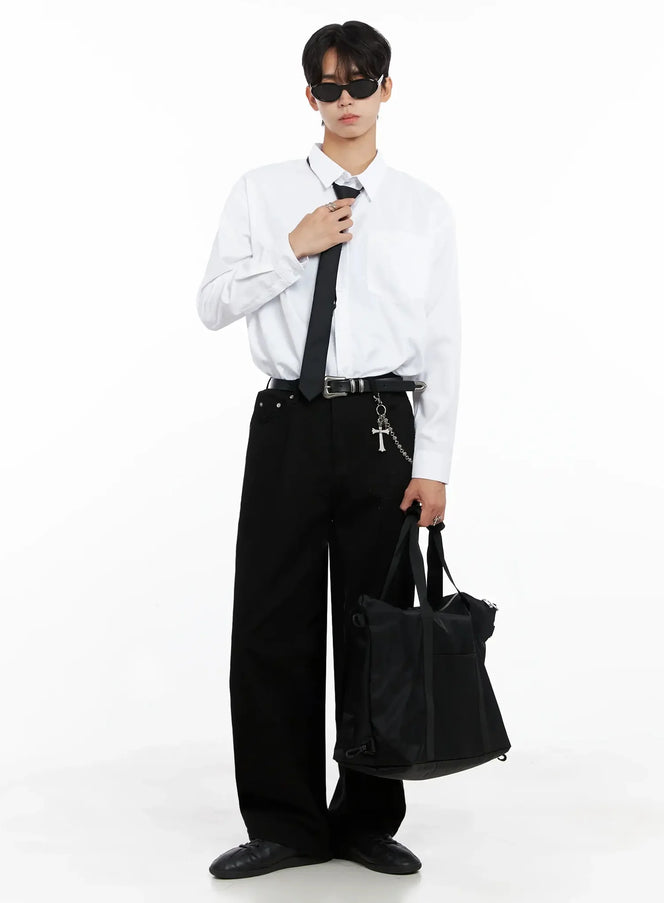 mens-essential-button-up-shirt-io516 / White