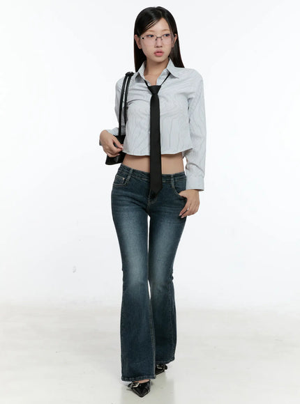 striped-cropped-shirt-cs517 / White