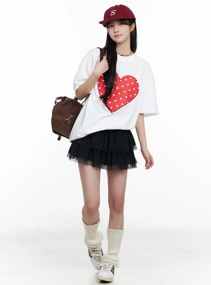 oversized-heart-graphic-tee-cm531 / White