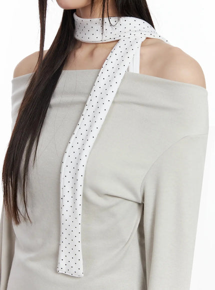polka-dot-thin-scarf-f517 / White