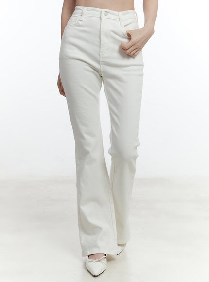 slim-fit-high-waisted-flared-trousers-cm521 / White