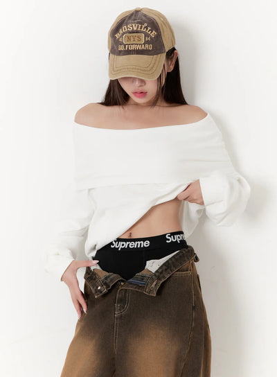 off-shoulder-pocket-sweatshirt-cs517 / White
