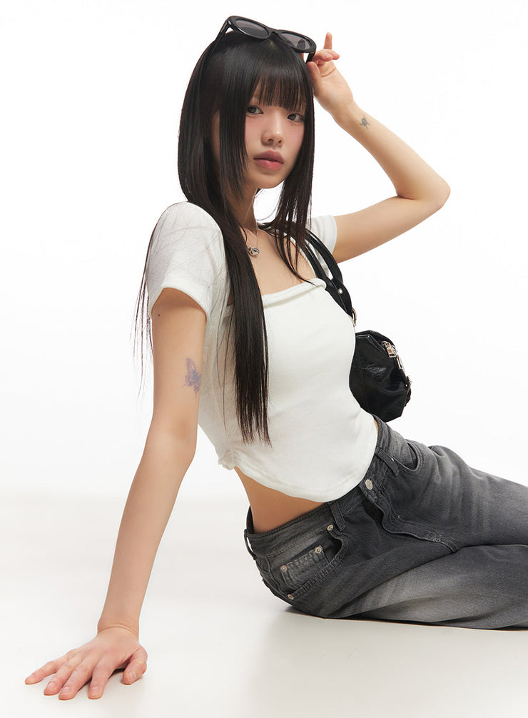 slim-fit-bolero-crop-tee-ia528 / White