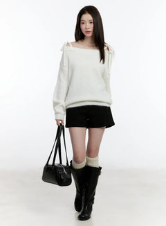 double-strap-off-shoulder-knit-top-id510 / White