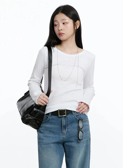 classic-round-neck-long-sleeve-top-im519 / White