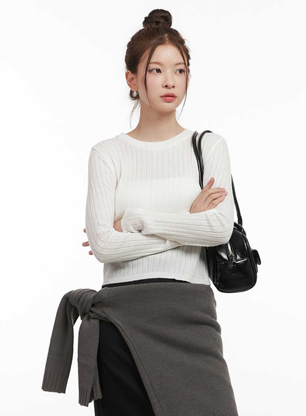 ribbed-cropped-sweater-if505 / White