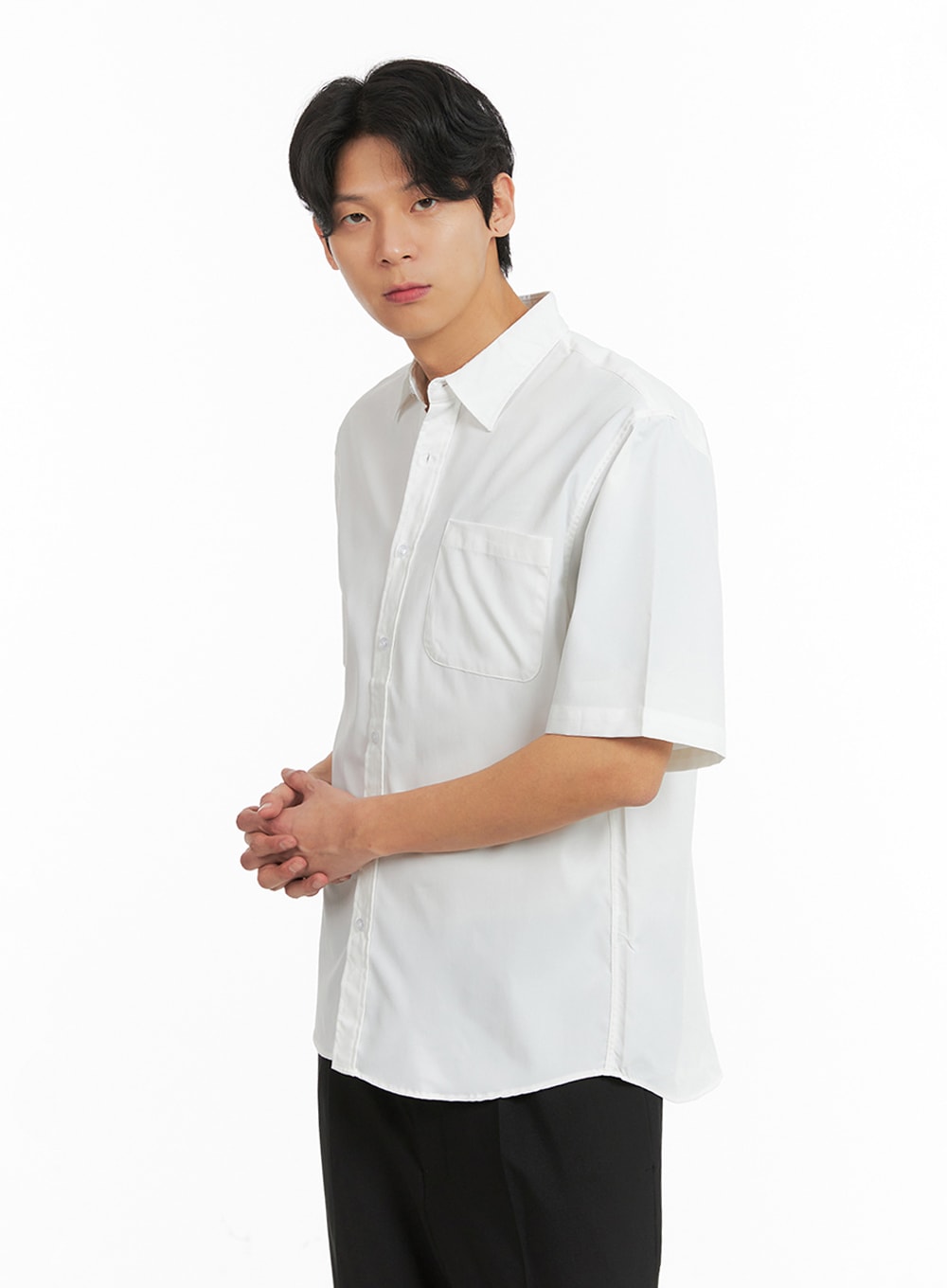 mens-solid-cotton-buttoned-shirt-ia401 / White