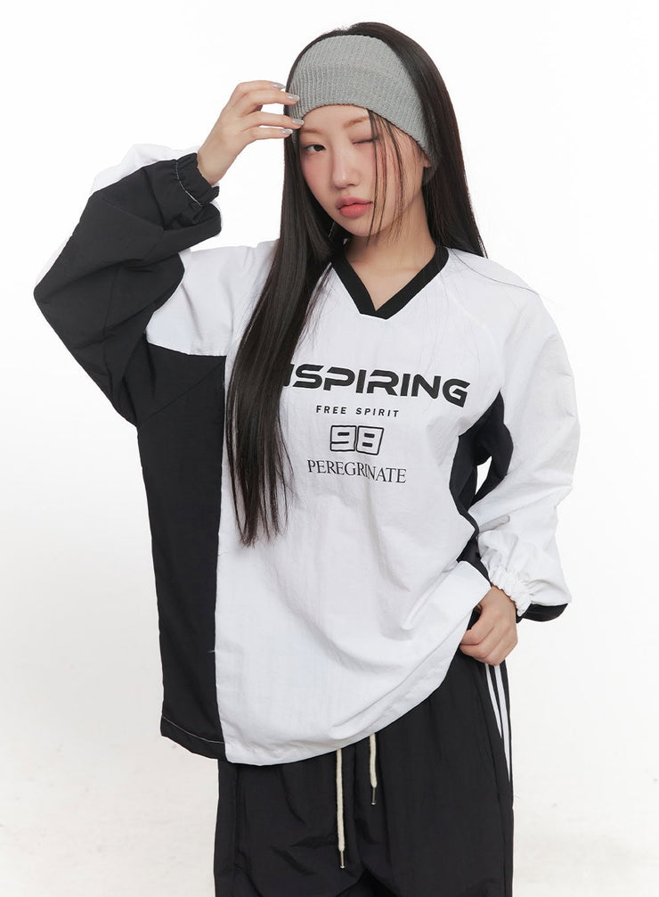 V-Neck Lettered Windbreaker CF524