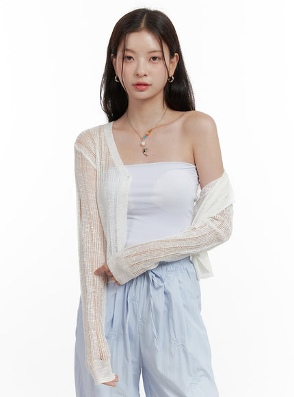 lace-mesh-cardigan-ol416 / White