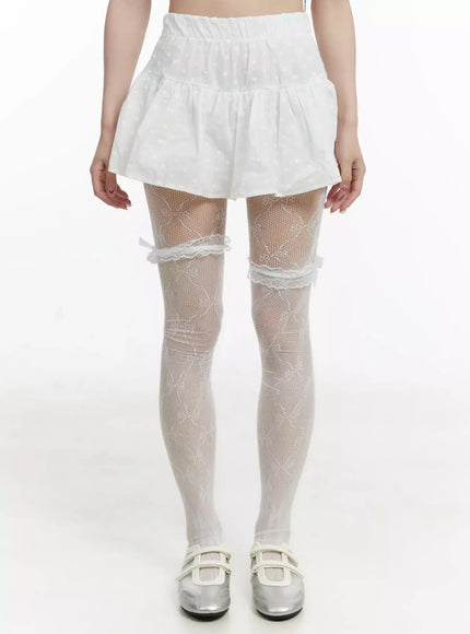 floral-embroidered-skort-ij521 / White