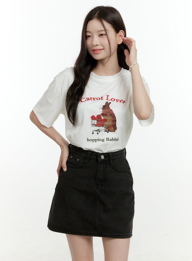 carrot-love-rabbit-graphic-tee-ol422 / White