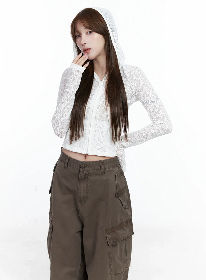 lace-sheer-zip-up-hoodie-cs501 / White