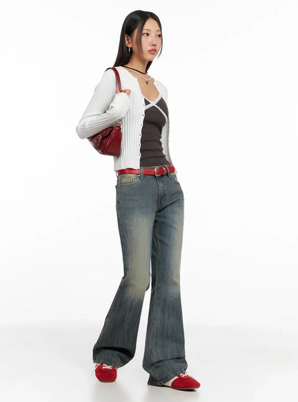 ribbed-slim-fit-cardigan-ig528 / White