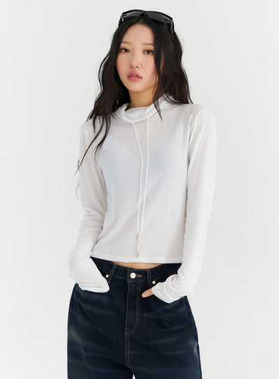 string-turtleneck-long-sleeve-top-cn303 / White