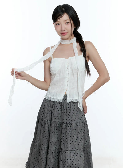 sheer-polka-dot-scarf-cu526 / White