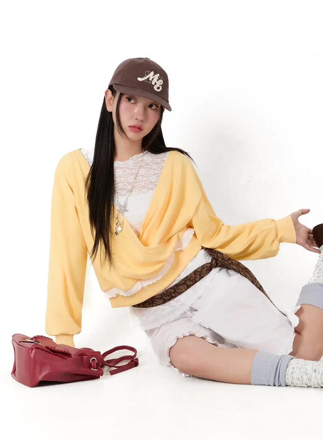 frilled-wrap-sweatshirt-im509 / Yellow