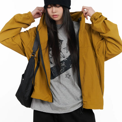 unisex-oversized-zip-up-windbreaker-cm513 / Yellow