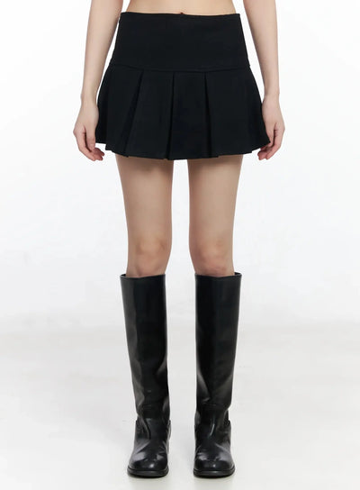pleated-wool-mini-skirt-f517 / Black