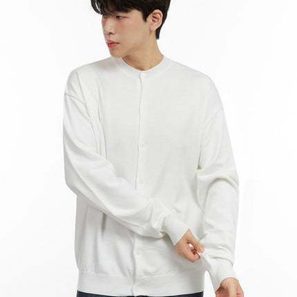 mens-loose-fit-buttoned-solid-top-in422 / White