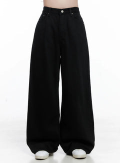 cotton-wide-leg-pants-cs523 / Black